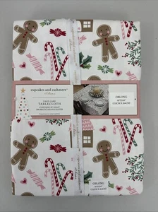 Cupcakes & Cashmere Christmas Tablecloth 60x84 Candy Gingerbread House & Cookies - Picture 1 of 11