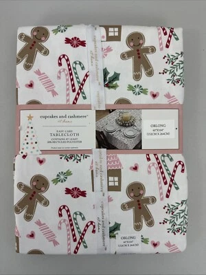 Cupcakes & Cashmere Christmas Tablecloth 60x84 Candy Gingerbread House & Cookies - Image 1 of 4