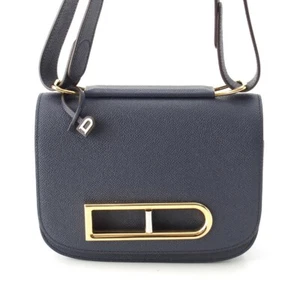 Bolso de Hombro Delvaux Lango PM Alpina Becerro 2 Vías Bandolera Cielo Nocturno Azul Marino - Imagen 1 de 12