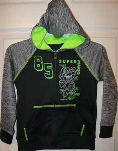 Super Mario Fleece Full Zip Up Zipper Black Hoodie Jacket Boys Size 4 NWT - Picture 1 of 1