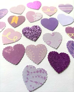 PÚRPURA TARJETA CORAZONES FABRICACIÓN DE TARJETAS FORMAS SUMINISTROS ARTESANALES ÁLBUM DE RECORTES x 50 - Imagen 1 de 2