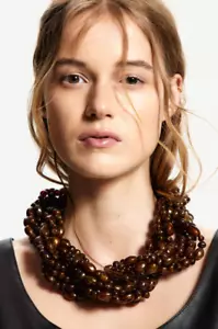 H&M A/W 2024 Chunky Beaded Necklace (Dark brown) - Picture 1 of 4