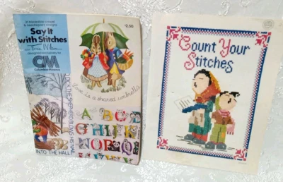 2 Counted Cross Stitch Pattern Books Say It With Stitches & Count Your Stitches  - Image 1 of 4