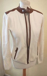 RALPH LAUREN Gr. M (12-14) creme/braun Reißverschluss Strick MOTO Style JACKE - Bild 1 von 6