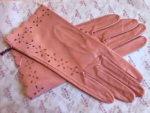 DENTS LADIES SALMON PINK FINE LEATHER GLOVES UNLINED SIZE 6.5 SMALL BNWT