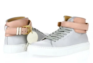 BUSCEMI 100MM TASSEL | GRIGIO PERLA ROSA PANNA 225809 leather high tops sz. 37 - Picture 1 of 5