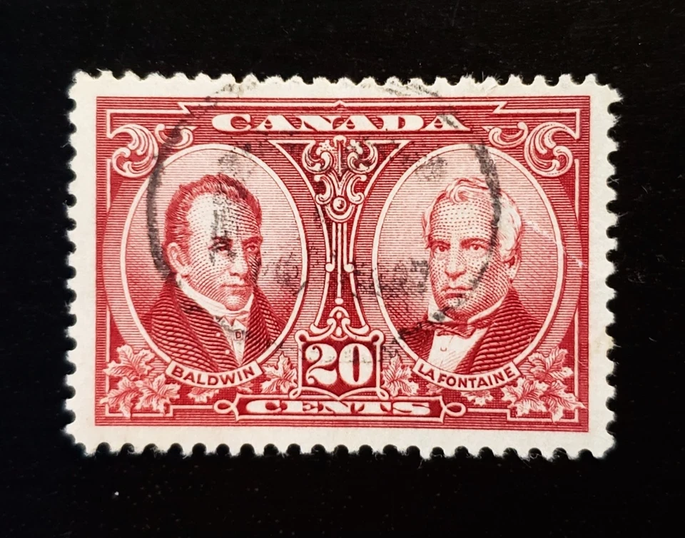 Estampillas Canadá usadas: #148 20c marrón carmín Baldwin & Lafontaine en muy buen estado usadas Foto 1 de 1