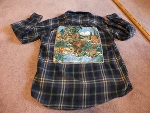 Upcycled Repurposed Flannel Shirt Labeled GapKids Size L (10) Bears Unisex - Picture 1 of 7