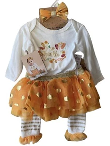 Baby Essentials Infant Girl 3 Months Outfit Fall Thanksgiving Tulle Skirt NEW - Picture 1 of 8