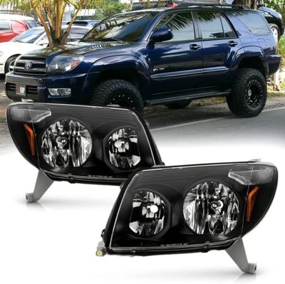 For Black 2003 2004 2005 Toyota 4Runner 4-Runner Headlights Headlamps Left+Right - Image 1 of 4