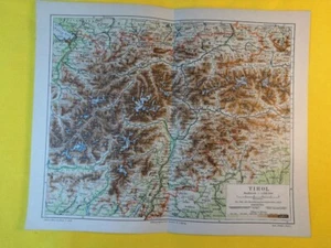 1910 Tyrol Salzburg Austria Vintage Geographical Map L 11.5 x 9.5 Color C20-9 - Picture 1 of 3