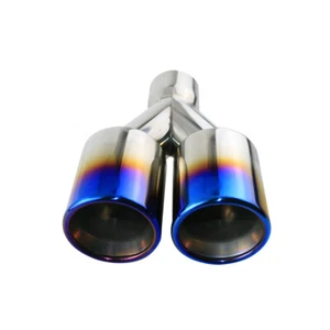 Blue 2.5" ID 3.5'' OD Universal End Pipe Double Wall Exhaust Tips Rolled Tips - Picture 1 of 4