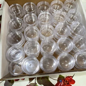 Box of Little Jars for Beauty, Bead Storage, Travel Set of 49 Clear Plastic - Picture 1 of 4