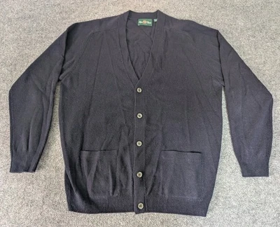 Винтажный из овечьей шерсти Alan Paine кардиган свитер с карманами на пуговицах размер 50 темно-синий  - Изображение 1 из 4
