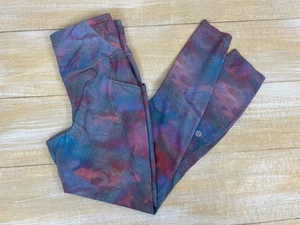 Bolsillos ajustados de tiro alto Lululemon Fast Free talla 6 estampado de galaxia rosa y azul - Imagen 1 de 10
