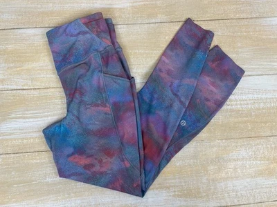Lululemon Fast Free High-Rise Tight Pockets Size 6 Pink & Blue Galaxy Print - Image 1 of 4