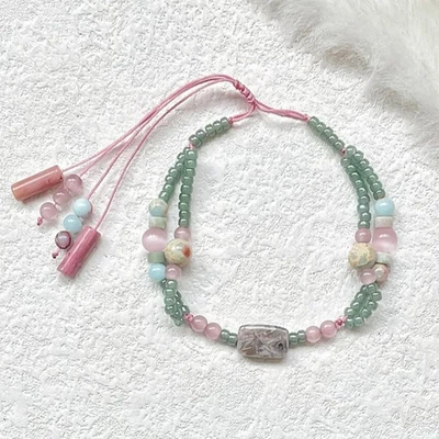 Pulsera Tejida Cuerda Piedra Verde Mujer Colgante Capas Ajustable Cuentas Joyería Foto 1 de 4