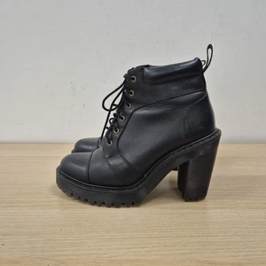 Dr. Martens Averil schwarze Leder-Stiefeletten mit Monostich und Absatz Plateau UK 4 - Bild 1 von 9