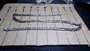 Collar de cadena Figaro de plata de ley 925 sólido 8 mm 23" - Imagen 1 de 3