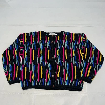 Cárdigan Suéter De Colección Años 90 Y2K Textura Geométrica Coogi Funky Loco Colorido-S-2928 Foto 1 de 4