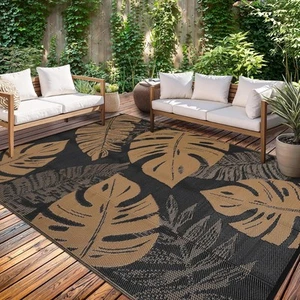 Outdoor Patio Rug Plastic Straw Rug RV camping Waterproof Reversible Carpet Mat - Picture 1 of 48