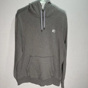 North Face Adult Large Hoodie Sweatshirt Small brown Logo Gray Pullover - Picture 1 of 6