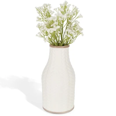 Creekview Home Emporium White Flower Vase - 10in Chevron Modern Ceramic Vase - Image 1 of 4