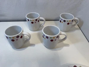 Pampered Chef Polka Dot Ceramic Coffee Tea Mugs Set of 4 Simple Additions - Picture 1 of 3