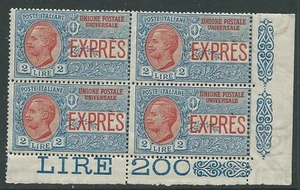 1925-26 REGNO ESPRESSO 2 LIRE QUARTINA LUSSO MNH ** - M11-4 - Picture 1 of 1