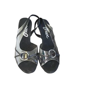 Vintage 70er Onex Damen schwarz/transparent Lucite Slingback Heels offene Zehenpartie 7 - Bild 1 von 5