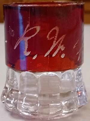 Vintage Ruby Flash Stained Red Pressed Glass Small Glass Mug RN 1910 - Image 1 of 4
