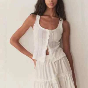 Neu Doen 2025 Sommer weiche Baumwolle durchbrochen Spitze Nähte Strickweste weiblich - Bild 1 von 6