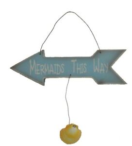 16" Mermaids This Way Two Sided Beach Arrow - Hanging Wall Decor
