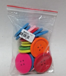 NIP Bright Color 20 ~ 1 1/2" Wood Crafts Sewing Buttons ~ 4 holes ~ Multicolors - Picture 1 of 4