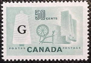 CANADA NO O38, "G" OFFICIAL, TEXTILE ISSUE, XF MINT NH, (KF180) - Picture 1 of 2