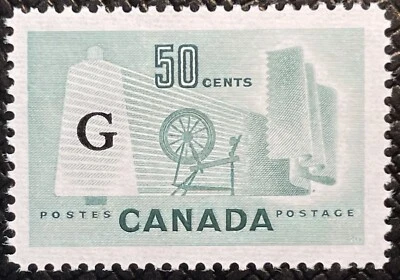 CANADA NO O38, "G" OFFICIAL, TEXTILE ISSUE, XF MINT NH, (KF180) - Image 1 of 2