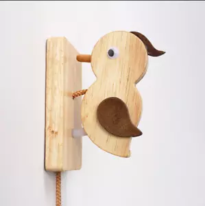 Wooden Woodpecker Door Bell with Pull Rope Manual Woodpecker Knocker - Picture 1 of 7
