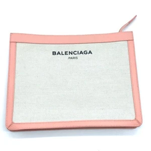 BALENCIAGA Classic Cluch Bag Natural x pink Canvas x Leather 410119 - Bild 1 von 11