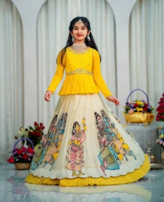 Readymade Kids Bollywood Lehenga Top Designer Indian Lehenga Choli Wedding Party - Image 1 of 2