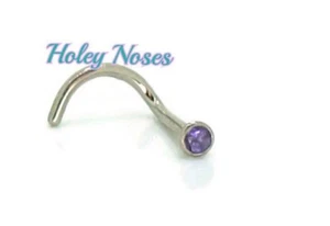 18ct White Gold Natural Amethyst 1.5mm nose stud ring pin bone body jewellery - Picture 1 of 7