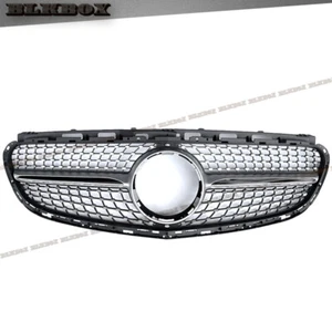 FIT W212 BZ 2014 2015 2016 4DR DIAMOND GRILLE SILVER BAR BLACK FRAME - Picture 1 of 3