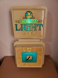 Vintage 1977 SCHLITZ LIGHT BEER Leuchtschild Uhr Everbrite Electric Sign - Bild 1 von 23