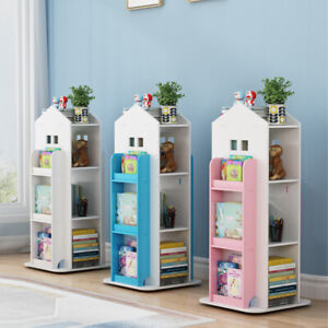 Kids Children Corner Book Shelf Rotating Bookcase Bookshelf Toys Display Storage