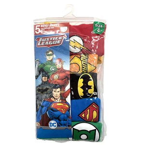 New Justice League DC Comics SIZE 4 Boys 5 Pack Briefs Underwear 100% Cotton - Picture 1 of 2