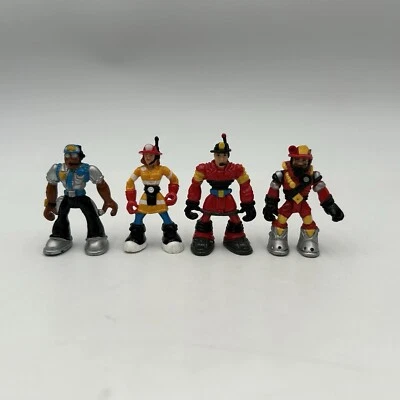Mattel Mini Rescue Heroes Fireman Toy Figures Lot Of 4 2" Mini Collectible - Image 1 of 4