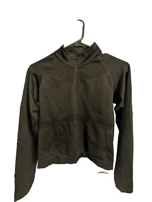 Victoria's Secret розовый активный 1/4 молнии пуловер укороченный верхний черный женщин M/L - Изображение 1 из 4