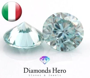 Diamante Moissanite 2ct 8mm Light Blue certificato GRA round diamond - Picture 1 of 12