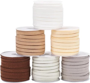 5Mm Faux Leather Cord 6 Rolls Suede String Flat Suede Cord Thin Leather Lace Str - Picture 1 of 12