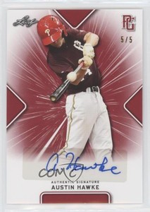 2021 Leaf Perfect Game National Showcase Auto Red /5 Austin Hawke #BA-AH2 Auto