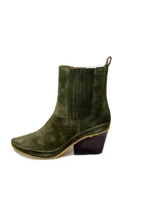 Stivaletto Tory Burch viola con tacco Nat scamosciato colore oliva taglia 9 - Foto 1 di 7